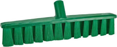 Vikan - 15.25" Fine Particle Polyester Push Broom - 1-7/8" Bristle Length, Plastic Block, European Threaded Handle Connection, Handle Sold Separately - Exact Tool & Supply