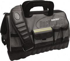 Bucket Boss - 14 Pocket Gray & Black Polyester Tool Bag - 18" Wide x 11" Deep x 13" High - Exact Tool & Supply