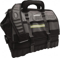 Bucket Boss - 18 Pocket Gray & Black Polyester Tool Bag - 18" Wide x 11" Deep x 16" High - Exact Tool & Supply