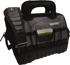 Bucket Boss - 14 Pocket Gray & Black Polyester Tool Bag - 14" Wide x 10" Deep x 11" High - Exact Tool & Supply