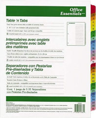 Office Essentials - 11 x 8 1/2" 1 to 31" Label, 31 Tabs, 3-Hole Punched, Preprinted Divider - Multicolor Tabs, White Folder - Exact Tool & Supply