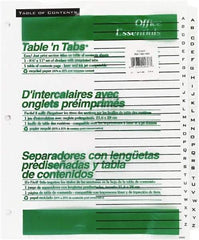 Office Essentials - 11 x 8 1/2" A to Z Label, 26 Tabs, 3-Hole Punched, Preprinted Divider - White - Exact Tool & Supply