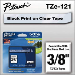 Brother - 3/8" Wide x 314.4" Long, Clear Plastic/Paper Tape Cassette - For Label Maker - Exact Tool & Supply