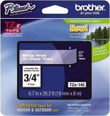 Brother - 3/4" Wide x 314.4" Long, Clear Plastic/Paper Tape Cassette - For Label Maker - Exact Tool & Supply