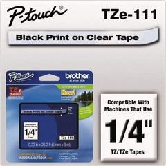 Brother - 1/4" Wide x 314.4" Long, Clear Plastic/Paper Tape Cassette - For Label Maker - Exact Tool & Supply