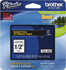Brother - 1/2" Wide x 314.4" Long, Black Plastic/Paper Tape Cassette - For Label Maker - Exact Tool & Supply