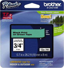 Brother - 0.7" Wide x 314.4" Long, Green Plastic/Paper Tape Cassette - For Label Maker - Exact Tool & Supply