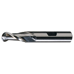 ‎5/8″ Dia. × 5/8″ Shank × 1-3/8″ DOC × 3-3/4″ OAL, HSS TiCN, Spiral , 2 Flute, CW Helix, Weldon, Ballnose End Mill - Exact Tool & Supply