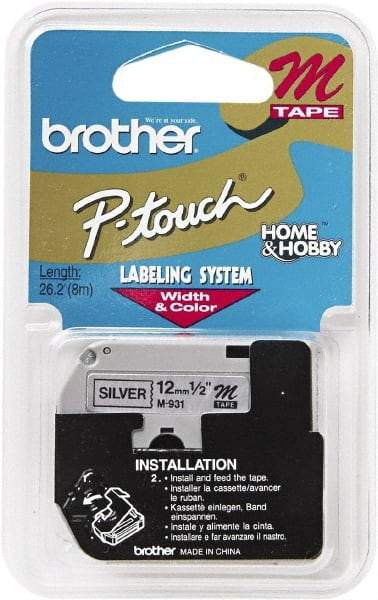 Brother - 1/2" Wide, Silver Tape Cassette - For Label Maker - Exact Tool & Supply