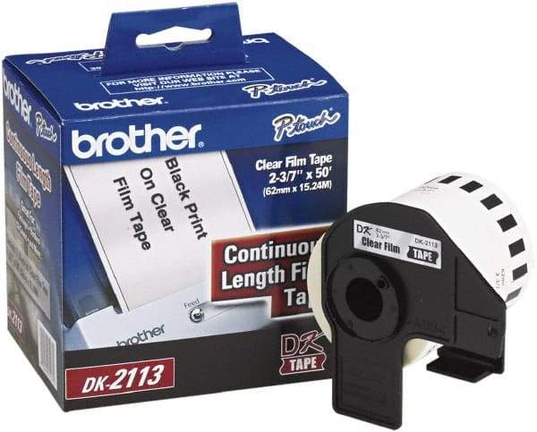 Brother - 2-7/16" Wide x 600" Long, Clear Film Tape Cassette - For Label Maker - Exact Tool & Supply