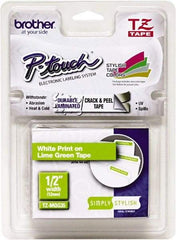 Brother - 1/2" Wide, Lime Green Tape Cassette - For Label Maker - Exact Tool & Supply