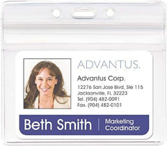 ADVANTUS - Clip-On Badge Holder - Clear - Exact Tool & Supply