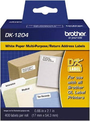 Brother - 0.66" Wide x 2-7/64" Long, White Paper Multi-Purpose Label - For PC Label Printers - Exact Tool & Supply