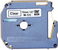 Brother - 1/2" Wide, Clear Label Tape - For Label Maker - Exact Tool & Supply