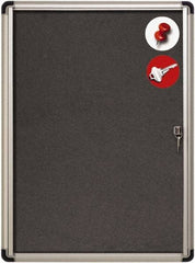 MasterVision - 28" Wide x 38" High Enclosed Cork Bulletin Board - Fabric & Aluminum Frame, Black & Aluminum - Exact Tool & Supply