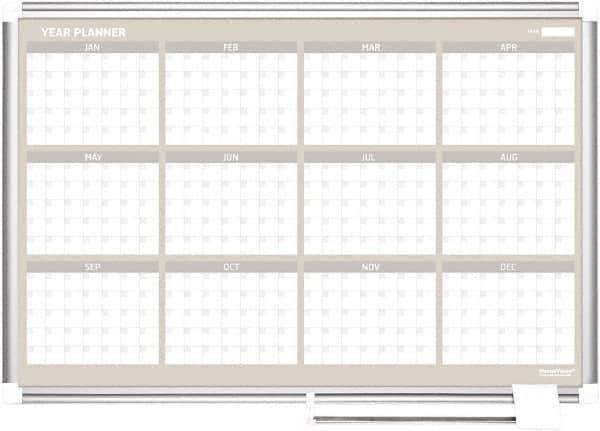 MasterVision - 36" High x 48" Wide Magnetic Dry Erase Calendar - Steel - Exact Tool & Supply