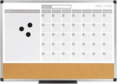 MasterVision - 18" High x 24" Wide Combination, Bulletin/Magnetic Dry Erase Calendar - Steel - Exact Tool & Supply