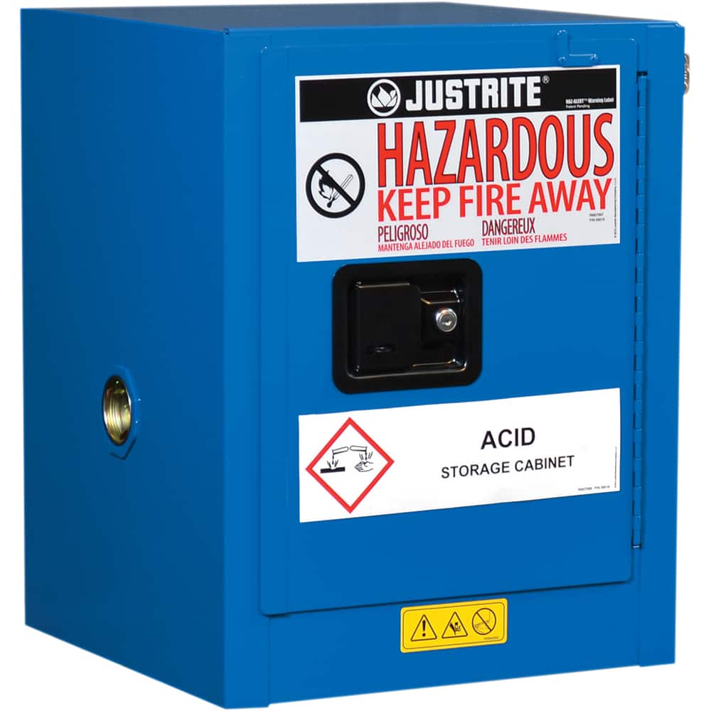 Justrite - 1 Door 1 Shelf 4 Gal Space Saver Safety Cabinet for Flammable Substances - Exact Tool & Supply