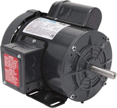 Leeson - 1/2 Max hp, 1,800 Max RPM, Capacitor Start Electric AC DC Motor - 115-208/230 V Input, Single Phase, 56 Frame, Rigid Base Mount, TEFC Enclosure - Exact Tool & Supply