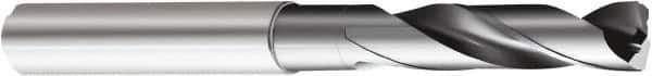 Sandvik Coromant - 7/32" 150° Spiral Flute Solid Carbide Screw Machine Drill Bit - Multilayer TiAlN Finish, Right Hand Cut, 1.1024" Flute Length, 2.5984" OAL, Standard Point, Straight Shank, Through Coolant - Exact Tool & Supply