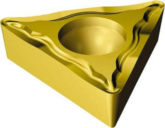 Sandvik Coromant - TCMT1.81.51 UM Grade 235 Carbide Turning Insert - TiCN/TiN Finish, 60° Triangle, 7/32" Inscr Circle, 3/32" Thick, 1/64" Corner Radius - Exact Tool & Supply