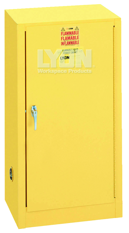 Compact Storage Cabinet - #5474 - 23-1/4 x 18 x 44" - 15 Gallon - w/one shelf, 1-door manual close - Yellow Only - Exact Tool & Supply