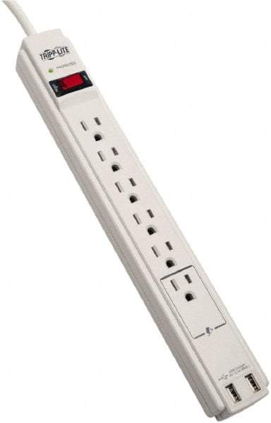 Tripp-Lite - 6 Outlets, 120 VAC15 Amps, 6' Cord, Power Outlet Strip - Floor, Keyhole Mount, 5-15 NEMA Configuration, 13" Strip - Exact Tool & Supply
