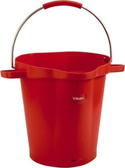 Vikan - 5 Gal, 18" High, Polypropylene Round Red Single Pail with Pour Spout - Handle Included, 15.4mm Top Length x 18.9" Top Width x 18.9" Top Diam - Exact Tool & Supply