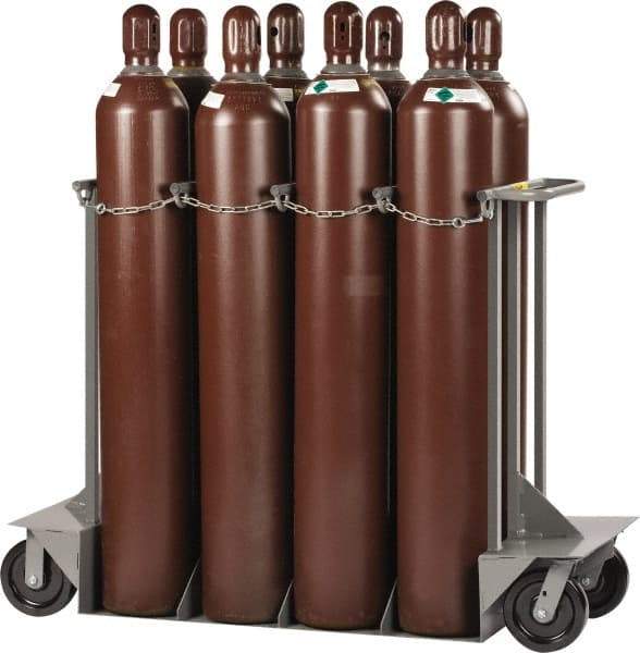 Little Giant - 60" Long x 24" Wide x 45" High, Gas Eight Cylinder Wheeled Cart - Holds 8 Cylnders, Fits 9-1/4" Diameter Cylinders - Exact Tool & Supply