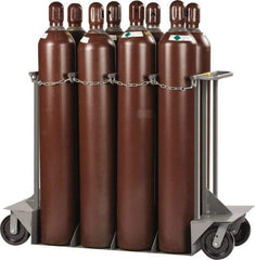 Little Giant - 60" Long x 24" Wide x 45" High, Gas Eight Cylinder Wheeled Cart - Holds 8 Cylnders, Fits 9-1/4" Diameter Cylinders - Exact Tool & Supply