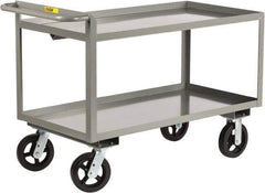 Little Giant - 2,000 Lb Capacity, 24" Wide x 41-1/2" Long x 30" High Shelf Cart - 2 Shelf, Steel, 2 Rigid/2 Swivel Casters - Exact Tool & Supply