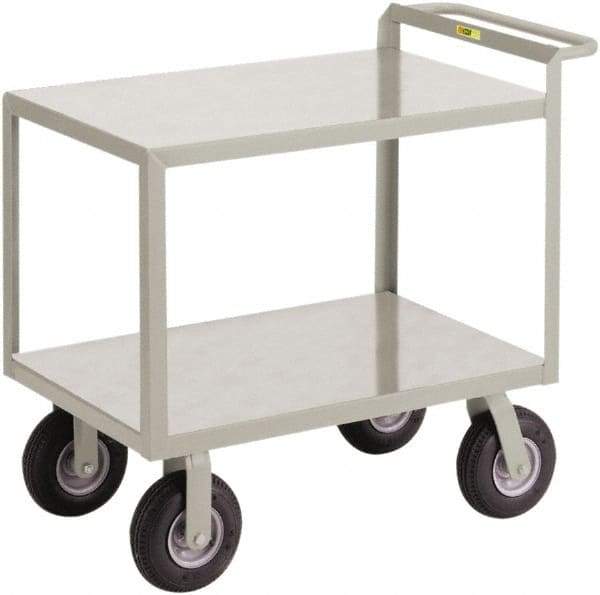 Little Giant - 1,200 Lb Capacity, 24" Wide x 53-1/2" Long x 34" High Shelf Cart - 2 Shelf, Steel, 2 Rigid/2 Swivel Casters - Exact Tool & Supply