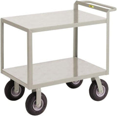 Little Giant - 1,200 Lb Capacity, 24" Wide x 53-1/2" Long x 34" High Shelf Cart - 2 Shelf, Steel, 2 Rigid/2 Swivel Casters - Exact Tool & Supply