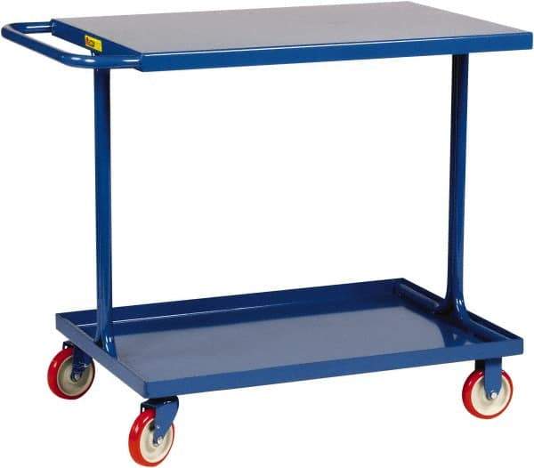 Little Giant - 600 Lb Capacity, 18" Wide x 29-1/2" Long x 35" High Shelf Cart - 2 Shelf, Steel, 2 Rigid/2 Swivel Casters - Exact Tool & Supply