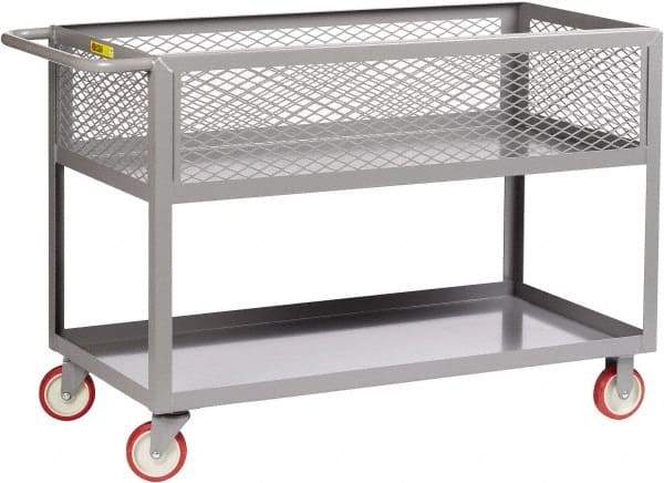 Little Giant - 1,200 Lb Capacity, 18" Wide x 35-1/2" Long x 35" High Deep Shelf Cart - 2 Shelf, Steel, 2 Rigid/2 Swivel Casters - Exact Tool & Supply