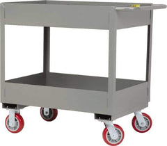 Little Giant - 3,600 Lb Capacity, 24" Wide x 53-1/2" Long x 36-1/2" High Deep Shelf Cart - 2 Shelf, Steel, 2 Rigid/2 Swivel Casters - Exact Tool & Supply