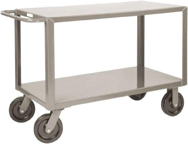 Little Giant - 5,000 Lb Capacity, 30" Wide x 65-1/2" Long x 36" High Heavy Duty Service Cart - 2 Shelf, Steel, 2 Rigid/2 Swivel Casters - Exact Tool & Supply