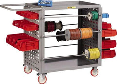 Little Giant - 24" Wide x 54-1/4" Long x 41-1/2" High Wire Spool Cart - 2 Shelf, Steel, 2 Rigid/2 Swivel Casters - Exact Tool & Supply