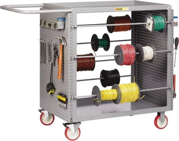 Little Giant - 24" Wide x 54-1/4" Long x 41-1/2" High Wire Spool Cart - 2 Shelf, Steel, 2 Rigid/2 Swivel Casters - Exact Tool & Supply