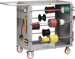 Little Giant - 24" Wide x 54-1/4" Long x 41-1/2" High Wire Spool Cart - 2 Shelf, Steel, 2 Rigid/2 Swivel Casters - Exact Tool & Supply