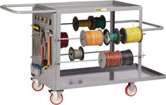 Little Giant - 24" Wide x 65" Long x 35" High Wire Spool Cart - 2 Shelf, Steel, 2 Rigid/2 Swivel Casters - Exact Tool & Supply