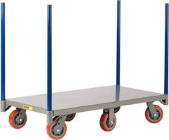 Little Giant - 3,600 Lb Capacity Steel Pipe Stake Truck - Steel Deck, 30" OAW, 48" Platform Length, Polyurethane Casters - Exact Tool & Supply