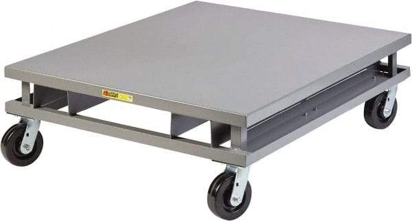 Little Giant - 3,600 Lb Capacity Steel Pallet Dolly with Fork Pockets - 48" Long x 48" Wide x 14-1/4" High, 6" Phenolic Wheels - Exact Tool & Supply