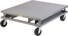 Little Giant - 3,600 Lb Capacity Steel Pallet Dolly with Fork Pockets - 48" Long x 40" Wide x 14-1/4" High, 6" Phenolic Wheels - Exact Tool & Supply