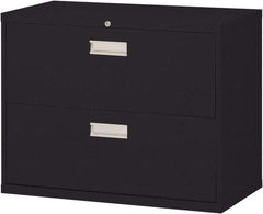 Sandusky Atlantic - 36" Wide x 28-3/8" High x 19-1/4" Deep, 2 Drawer Lateral File with Lock - Steel, Black - Exact Tool & Supply