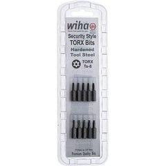 Wiha - 1/4" Drive T8 Tamperproof Torx Screwdriver Bit - 1" OAL, Tamper Resistant Bit - Exact Tool & Supply