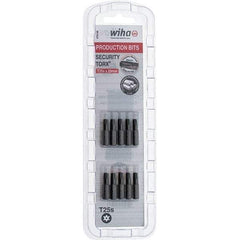 Wiha - 1/4" Drive T25 Tamperproof Torx Screwdriver Bit - 1" OAL, Tamper Resistant Bit - Exact Tool & Supply