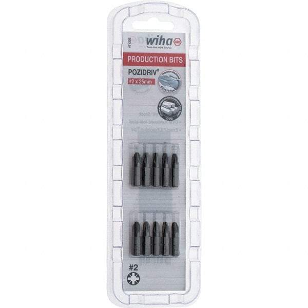 Wiha - 1/4" Drive, Pozidriv Screwdriver Bit - 1" OAL - Exact Tool & Supply