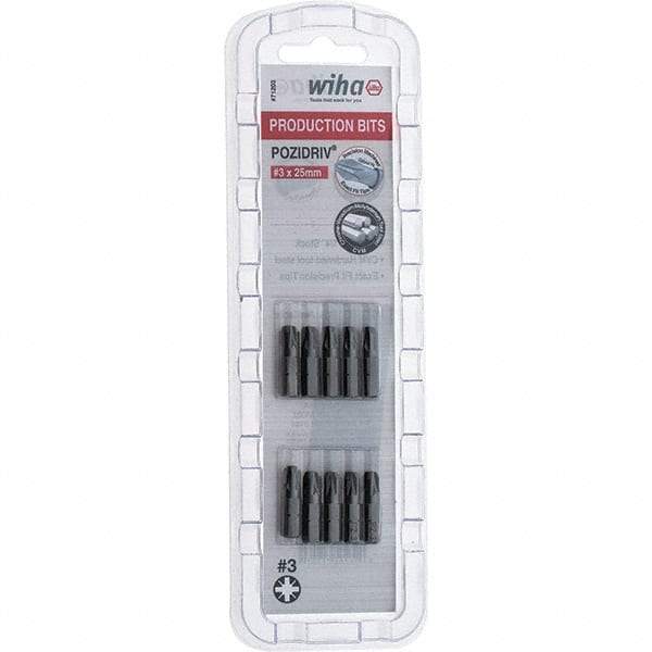 Wiha - 1/4" Drive, Pozidriv Screwdriver Bit - 1" OAL - Exact Tool & Supply
