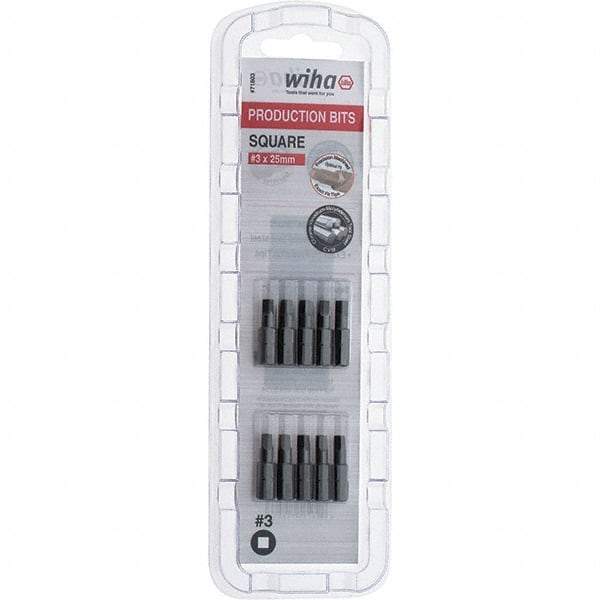 Wiha - 1/4" Drive, #3 Square Screwdriver Bit - 1" OAL - Exact Tool & Supply